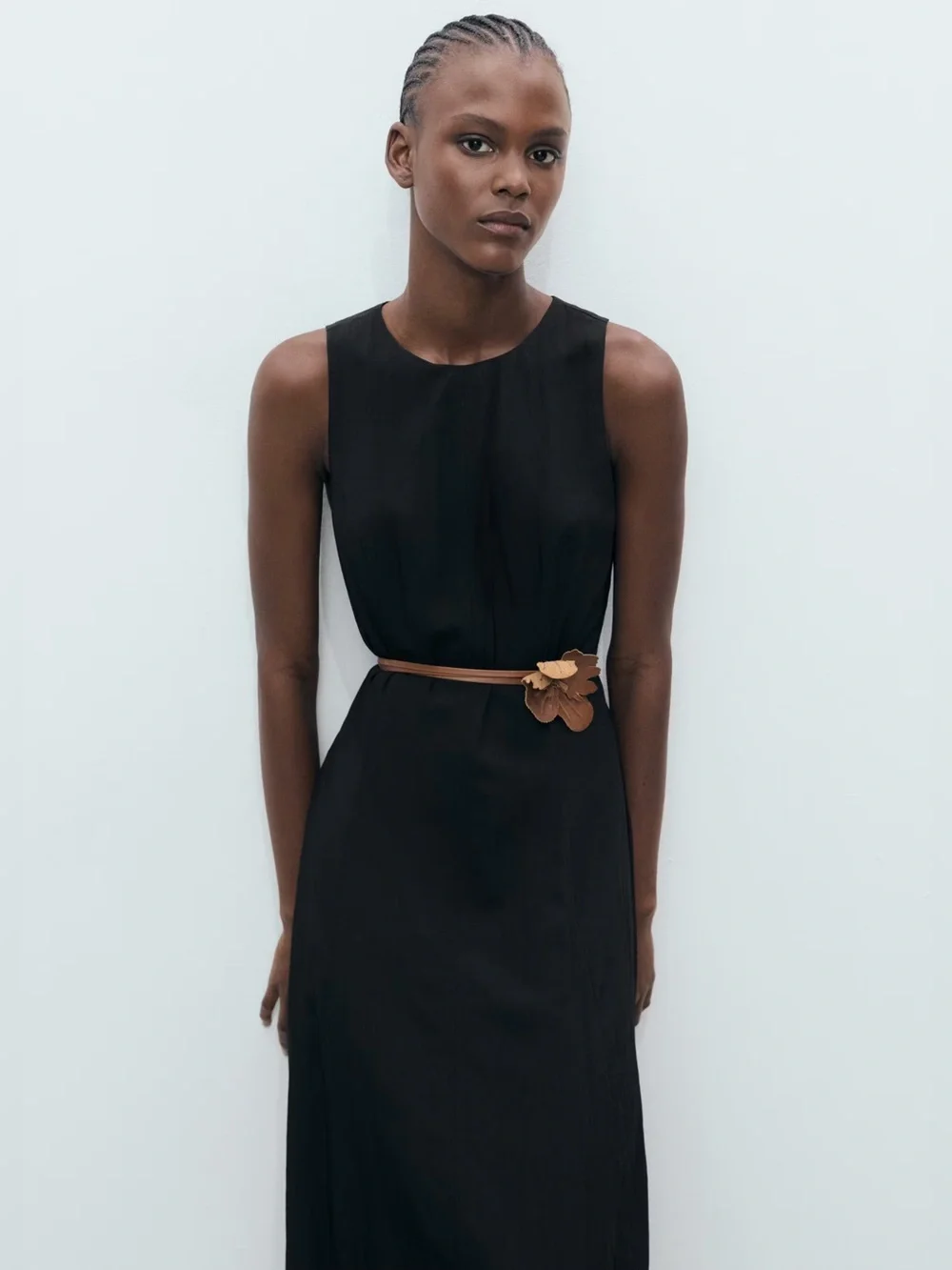 Mango Black Long balloon dress NWT